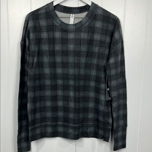 Glyder Limitless Movement Womens Top XS Gray Plaid Pullover Thumbhole Cool Dry
